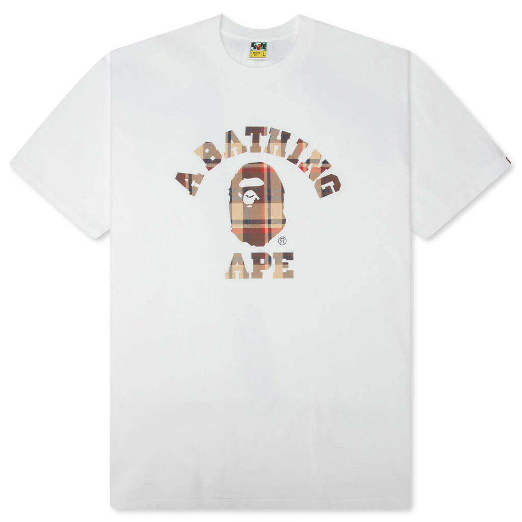 BAPE Check College Tee White Red