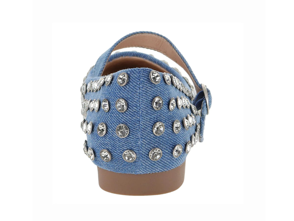 Zapatos Planos Mary Jane Azul con Pedrería ROZE para Mujer