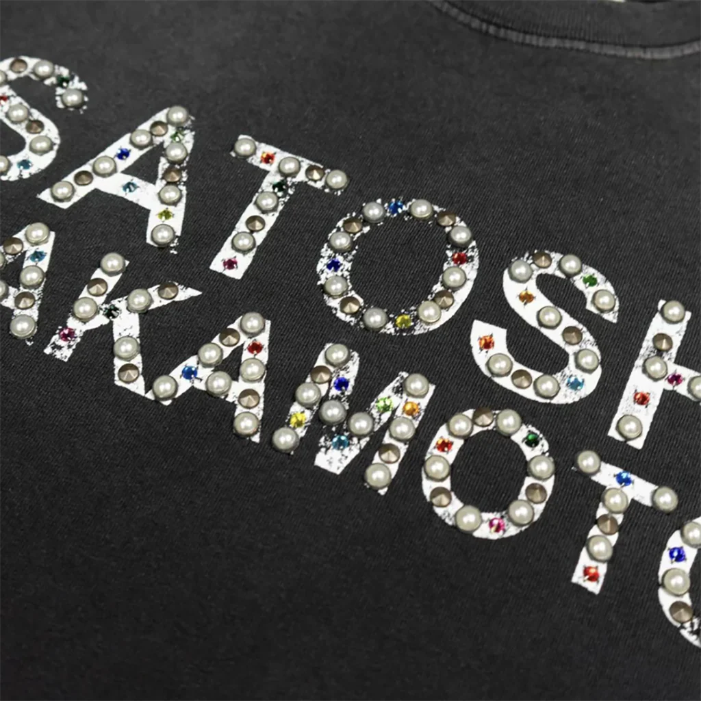 Studded Logo Tee Washed Black