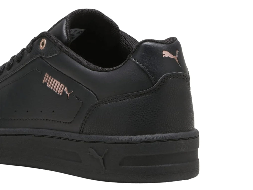 Tenis Puma Court Classy Negro y Oro Rosa para Mujer