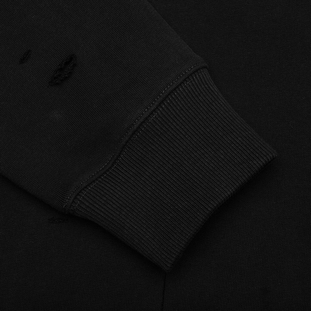 Fleece Hoodie Destroyed Effect Faded Black