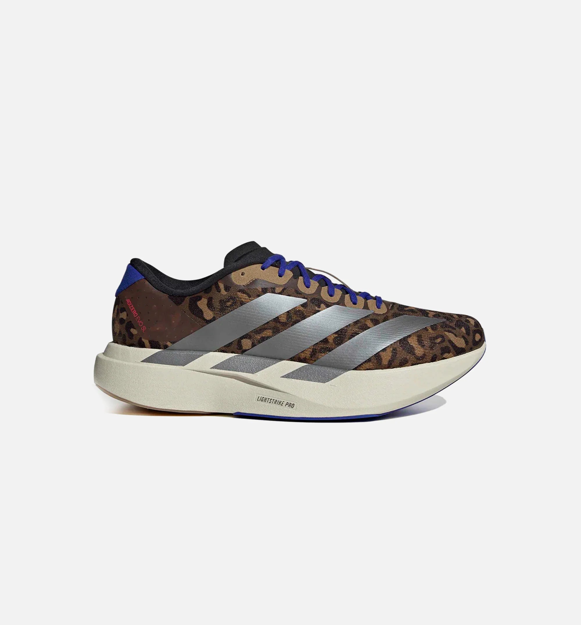 Adizero Evo SL Leopard Mens Lifestyle Shoe Preloved Brown Iron Metallic Lucid Blue