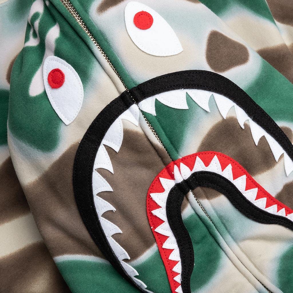 Liquid Camo Shark Relaxed Fit Full Zip Hoodie Olive Drab