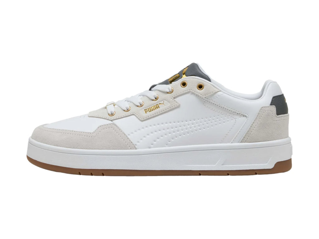 Tenis PUMA Court Classic Lux SD Blanco y Gris para Hombre