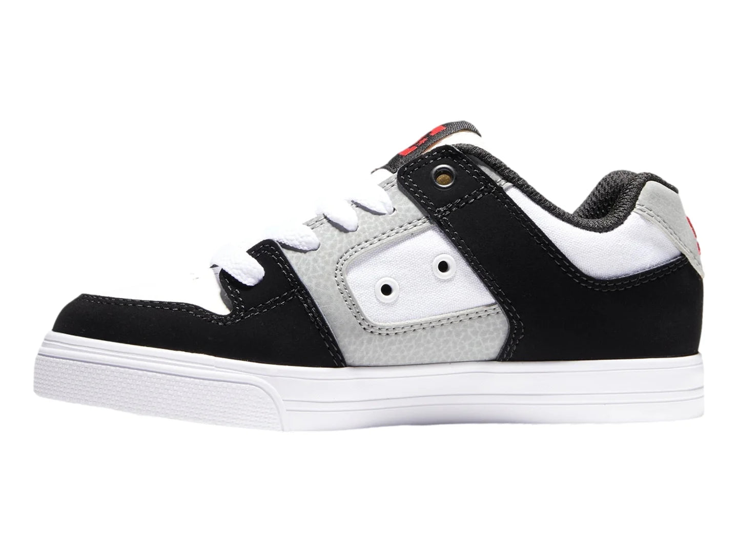 Tenis DC Shoes Pure Blanco Negro y Rojo para Niño
