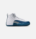 Air Jordan 12 Retro French Blue Grade School Lifestyle Shoe White French Blue Metallic Silver Varsity Red
