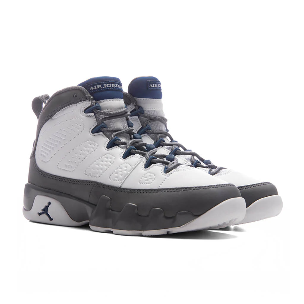 Air Jordan 9 Retro Flint Grey GS White French Blue Flint Grey