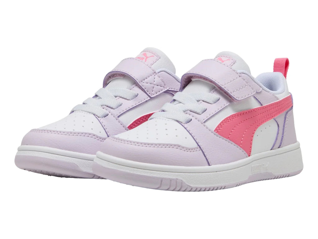 Tenis PUMA Rebound V6 Lila y Rosa para Niña