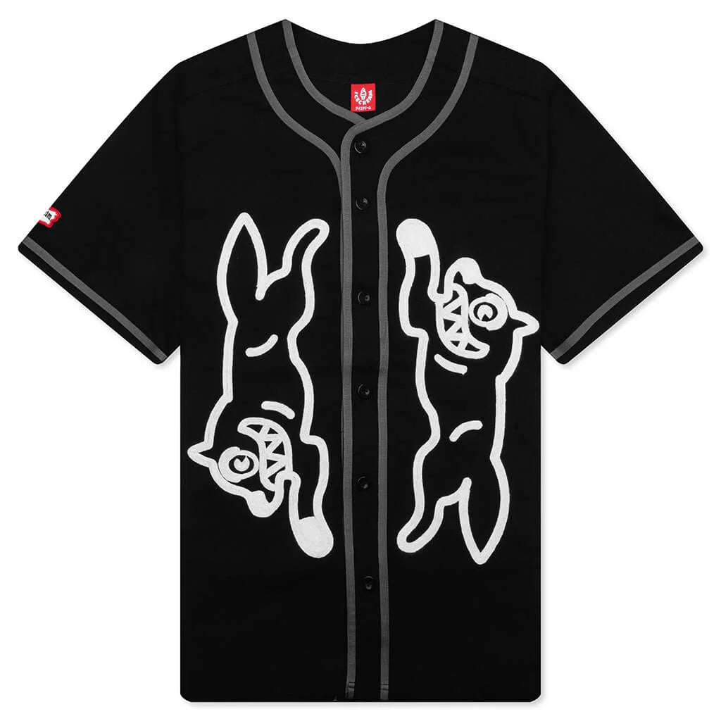 Betts S S Knit Button Up Black