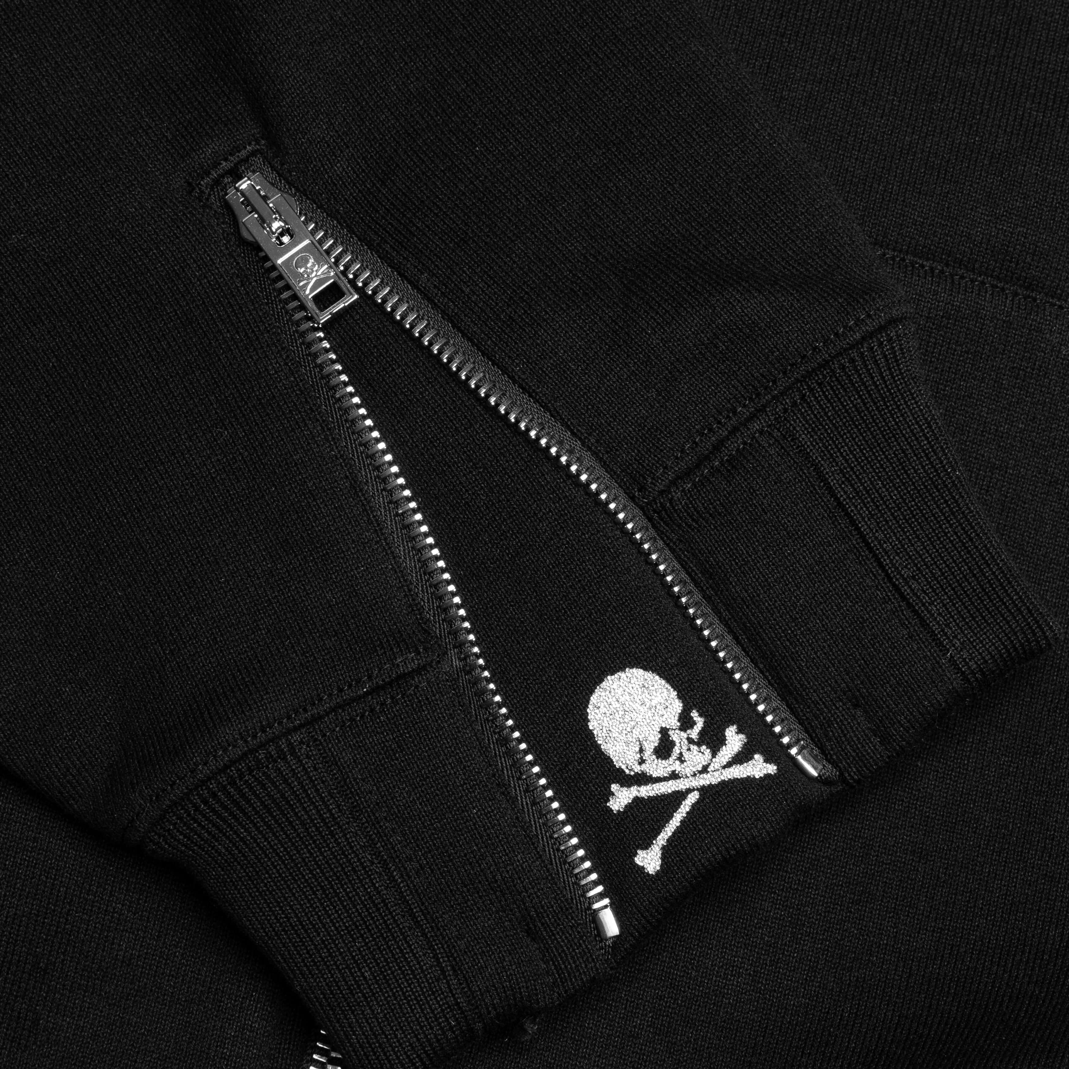 Zip Skull Knitted Hoodie Black
