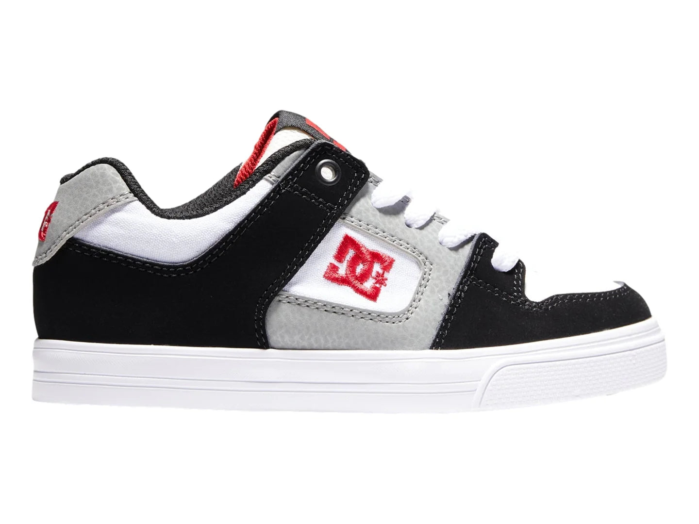 Tenis DC Shoes Pure Blanco Negro y Rojo para Niño