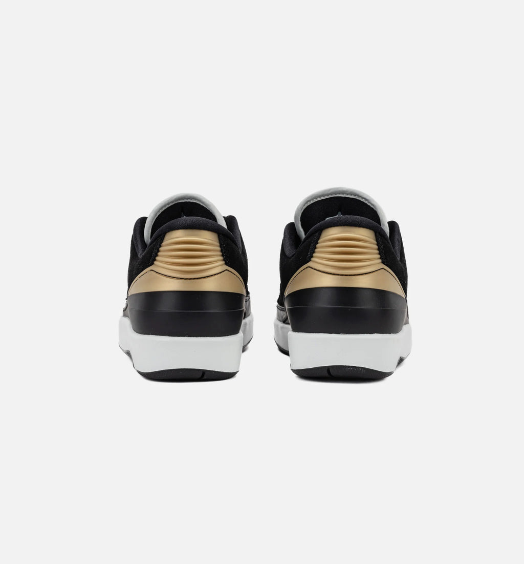 Air Jordan 2 Retro Low Black Varsity Red Womens Lifestyle Shoe Black Varsity Red Metallic Gold Off White