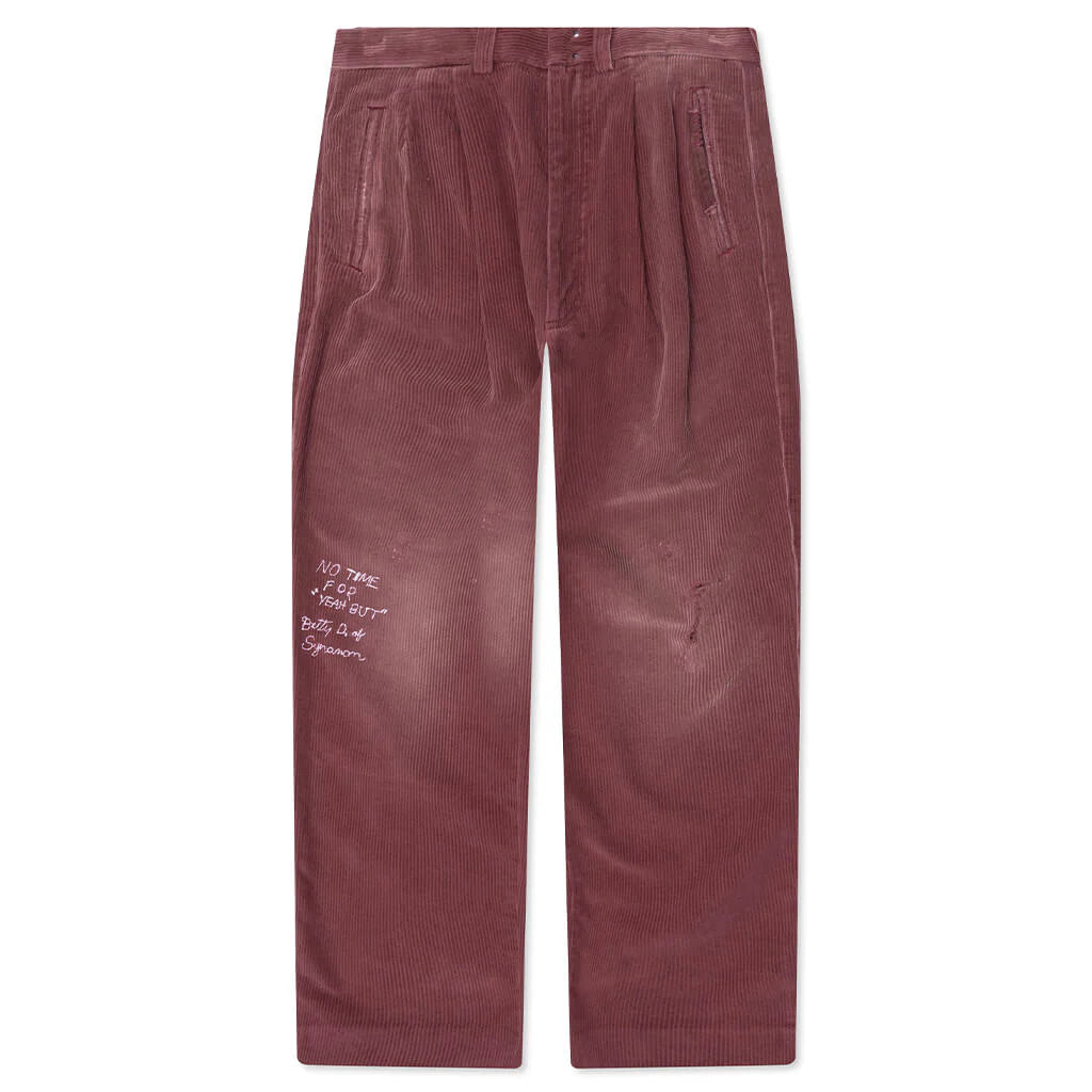 Synanon Cord Pleated Pant Burgundy