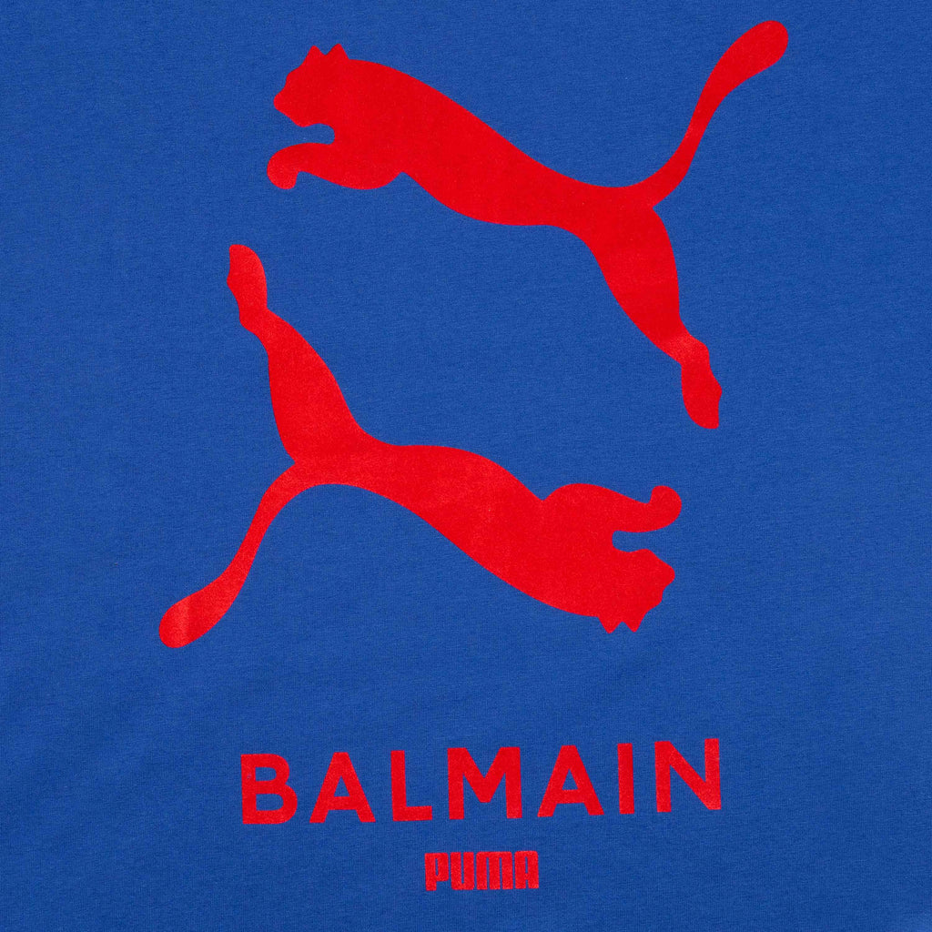 Balmain X Puma Mens Graphic T Shirt Blue Red