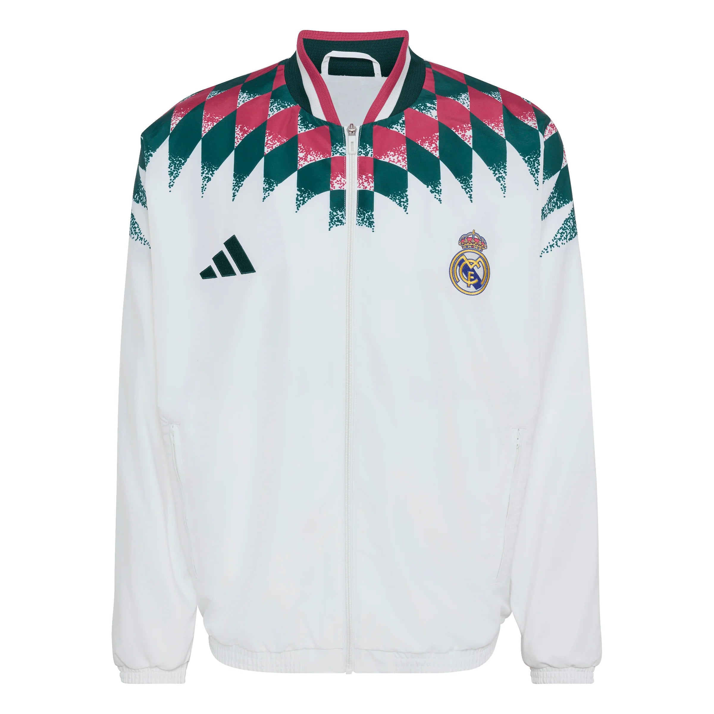 adidas Real Madrid Stadium Mens Soccer Track Top White Black