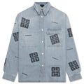 Classic Fit Overshirt w All Over 4G EMB Light Blue
