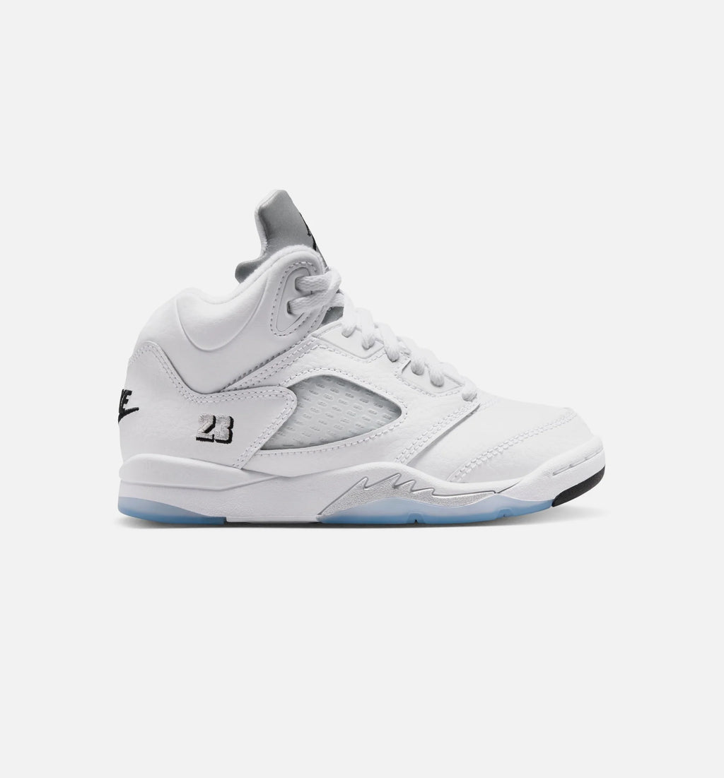 Air Jordan 5 Retro OG White Metallic Preschool Lifestyle Shoe White Black Metallic Silver Free Shipping