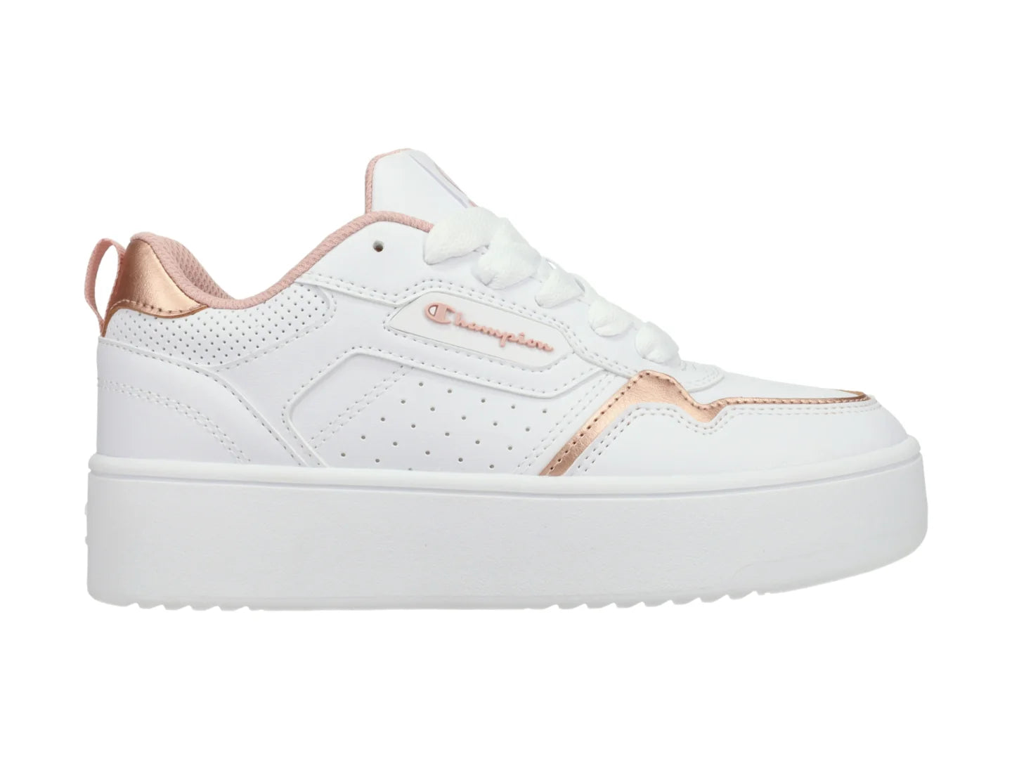 Tenis Champion Lore Platform Blanco y Oro Rosa para Mujer