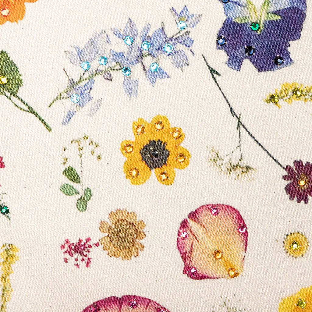 Floral Beaded Baggy Jean Pressed Flower