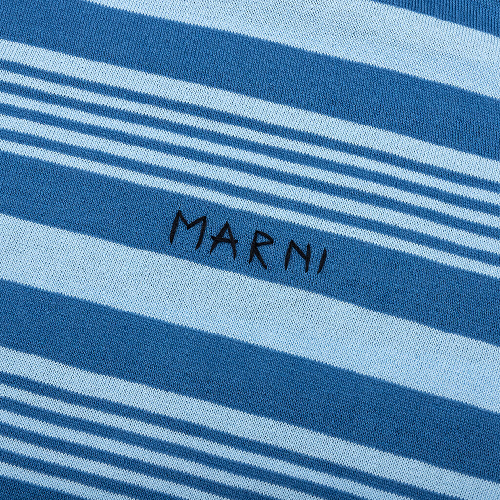 Mixed Striped Polo Shirt Azure