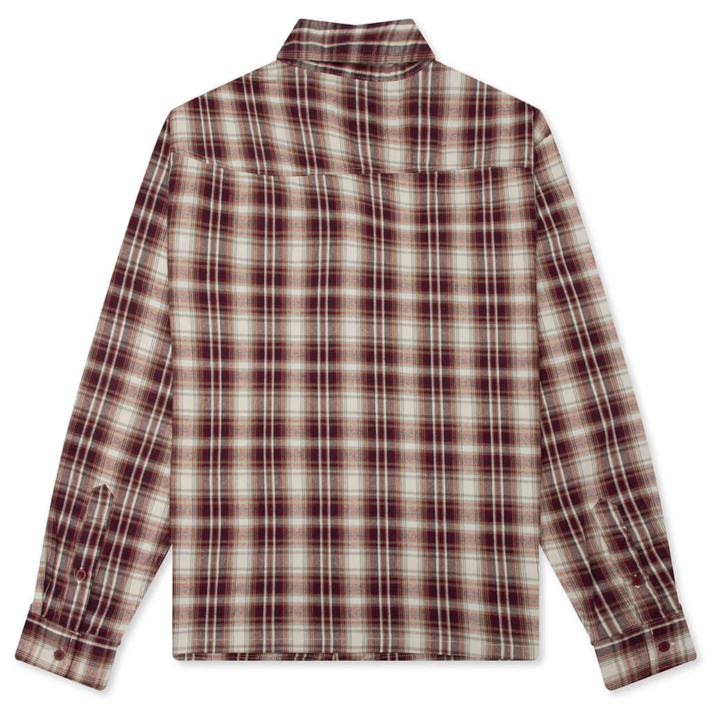 Wordmark Button Up Burgandy