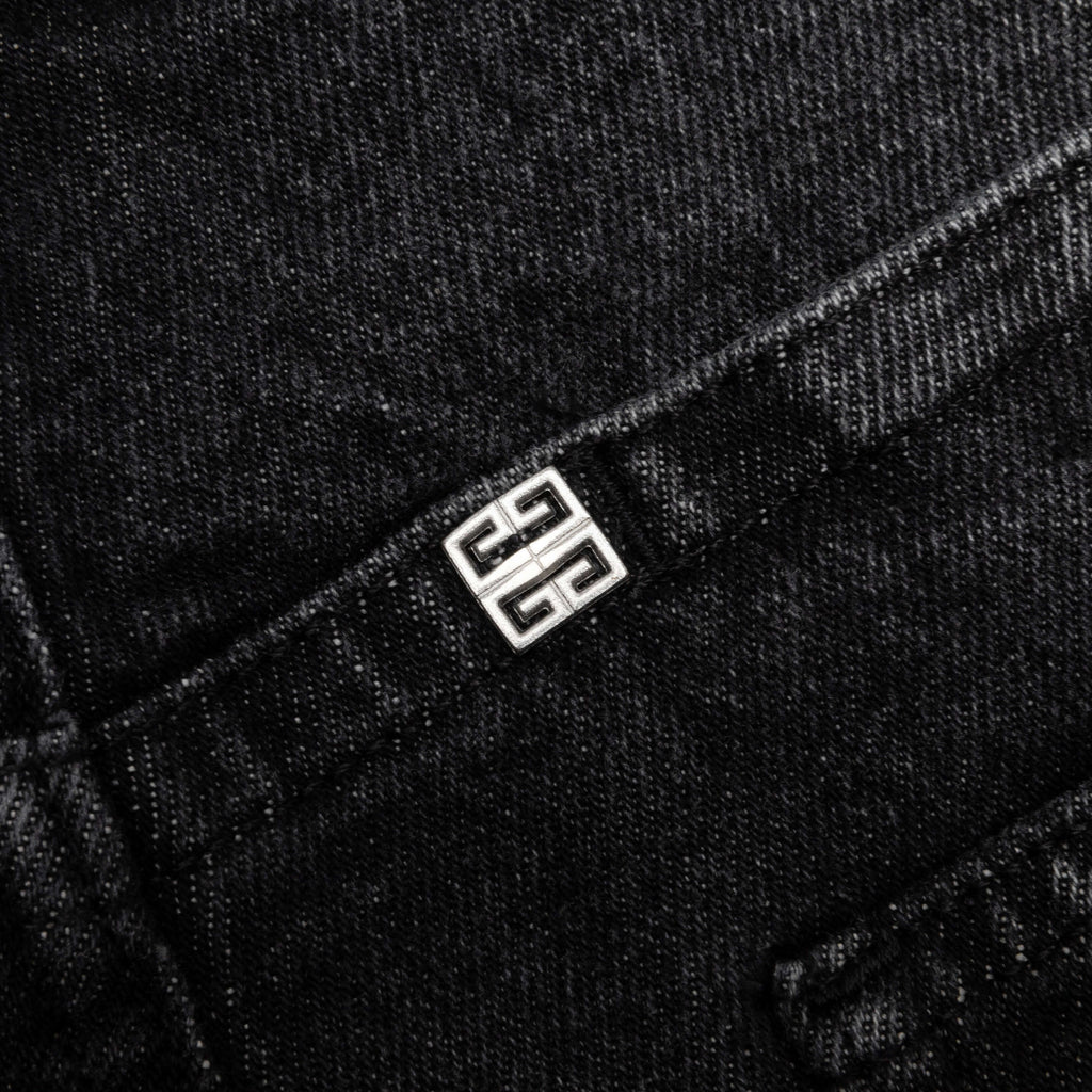 Slim Fit Denim W Zips Black White
