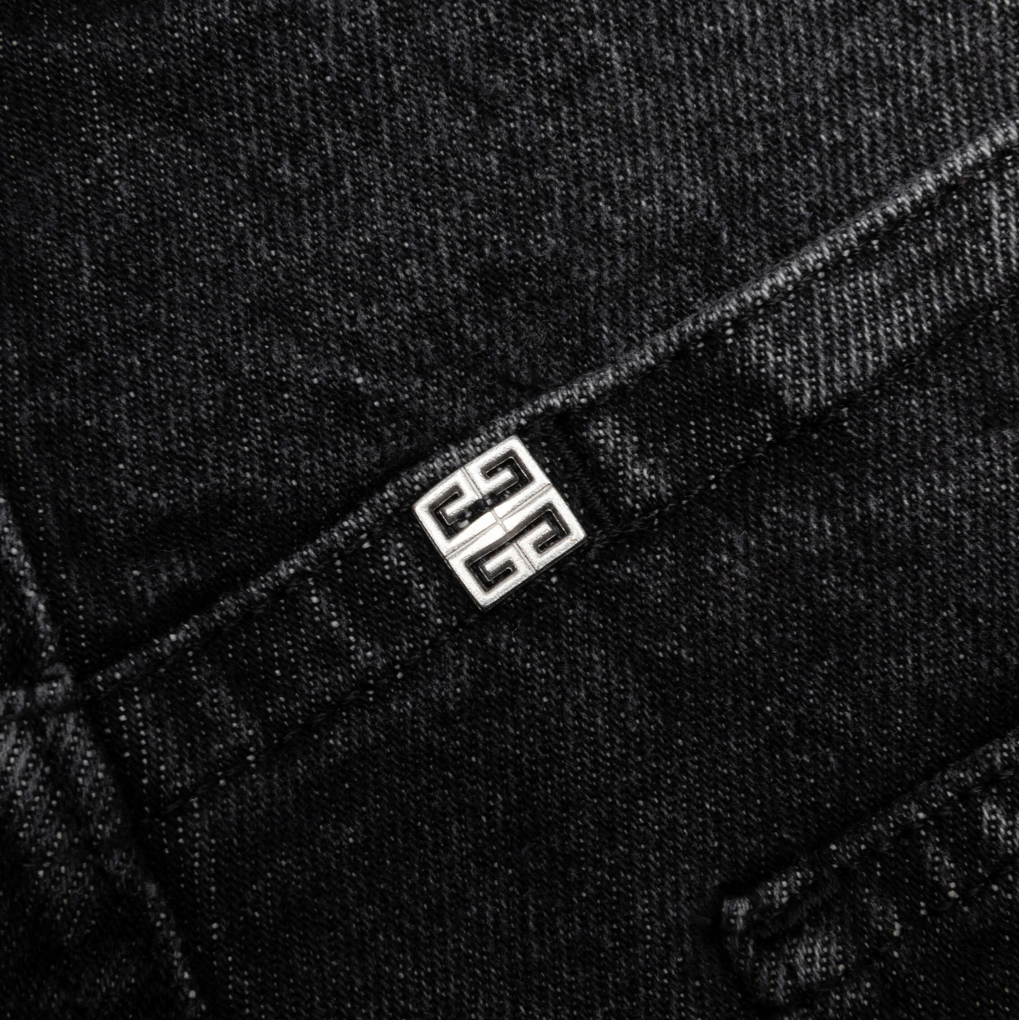 Slim Fit Denim W Zips Black White