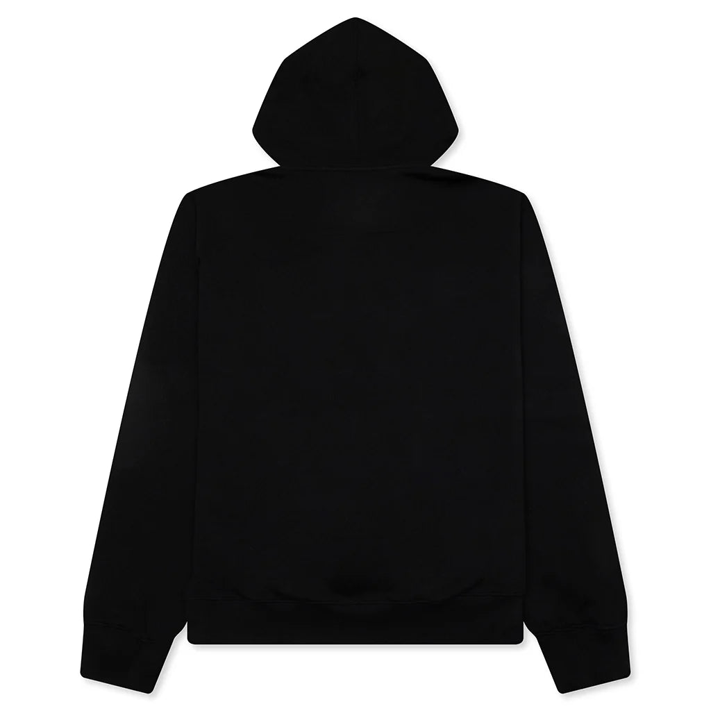Fleece Hoodie With Unicorns Embroidery Black