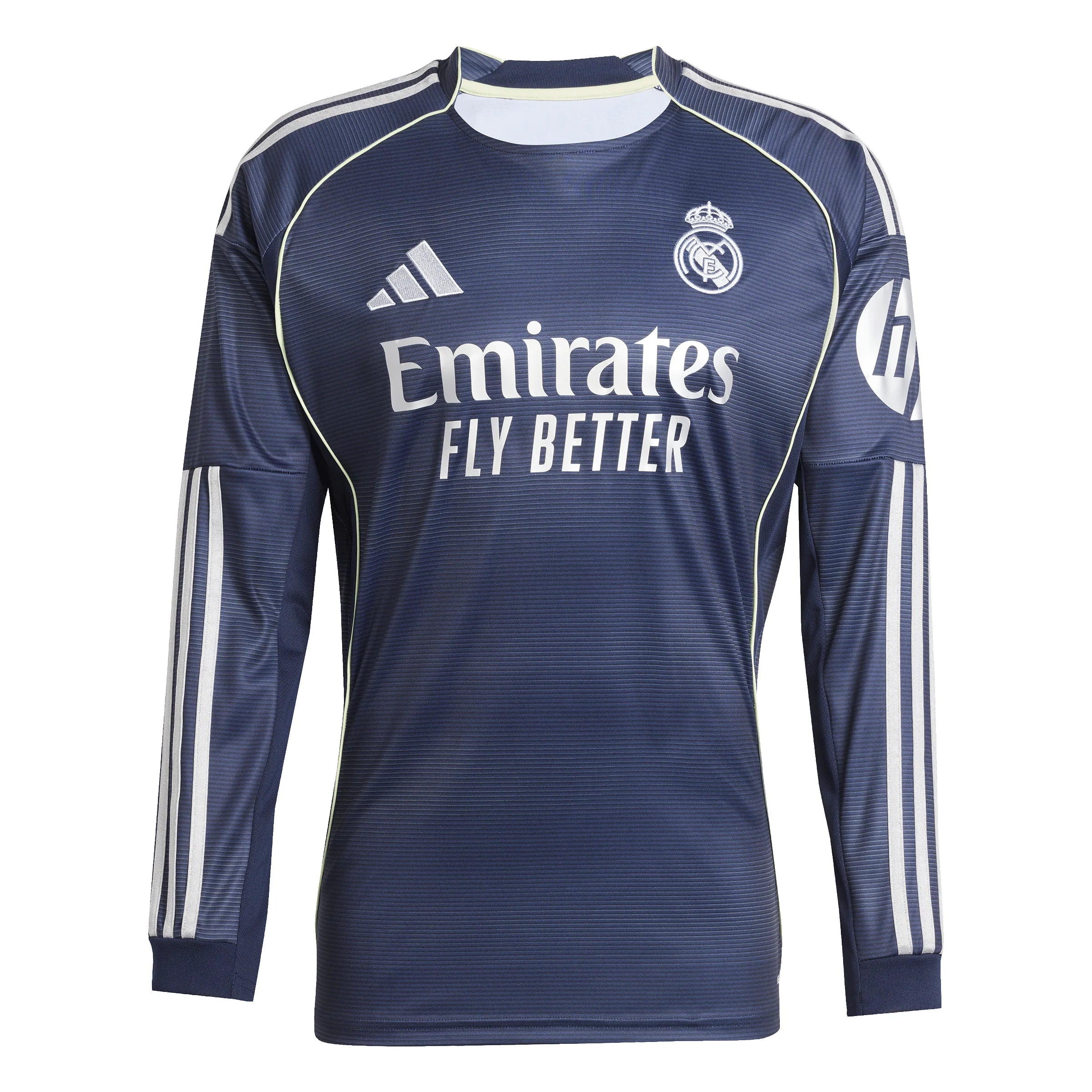 adidas Real Madrid Away Long Sleeve Mens Soccer Jersey 25 26 Blue