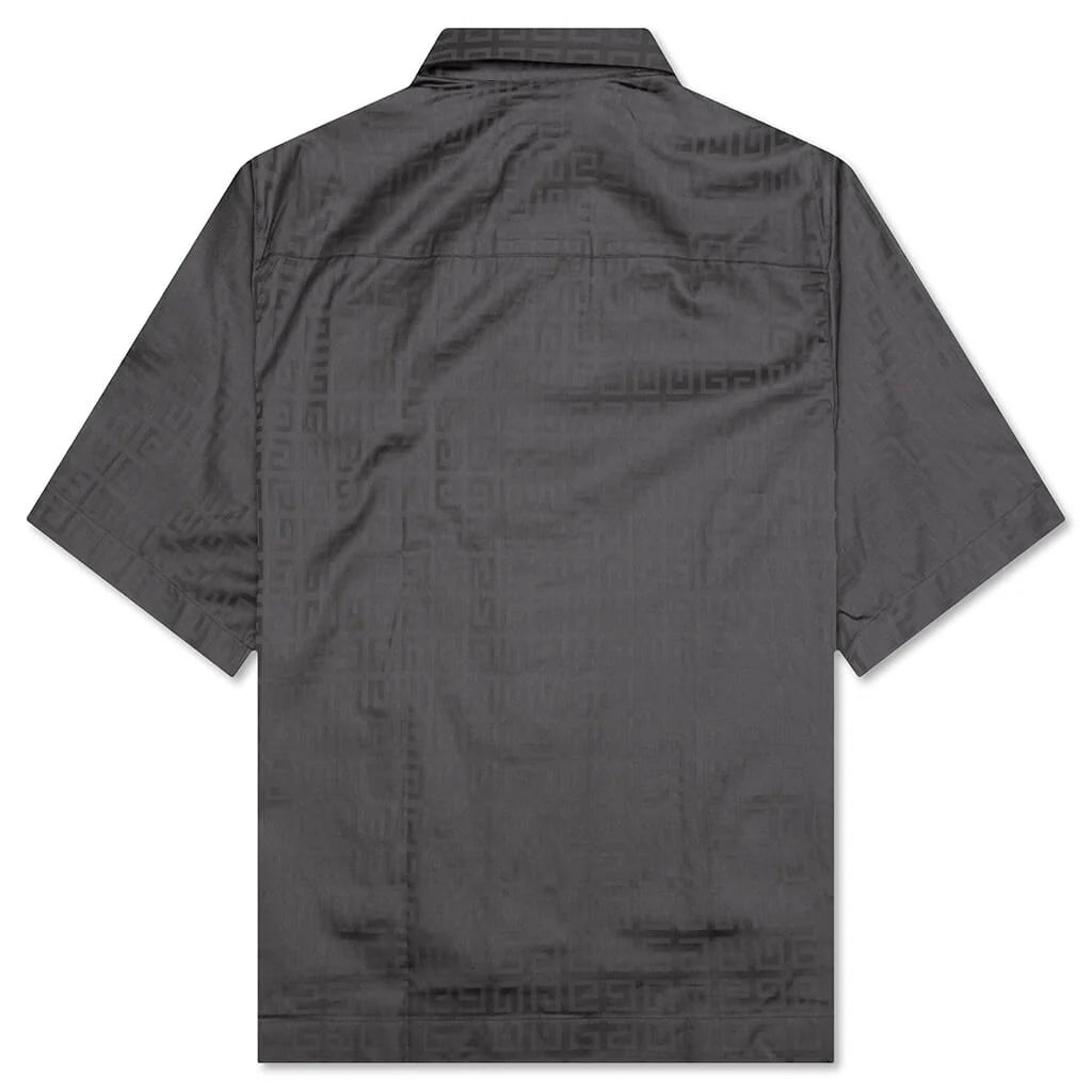 Short Sleeves Boxy Fit Zipped Shirt Titanium