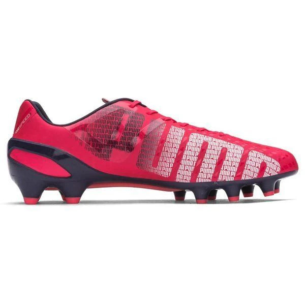 PUMA Evospeed 13 FG Firm Ground Soccer Cleats Bright Plasma White Peacoat