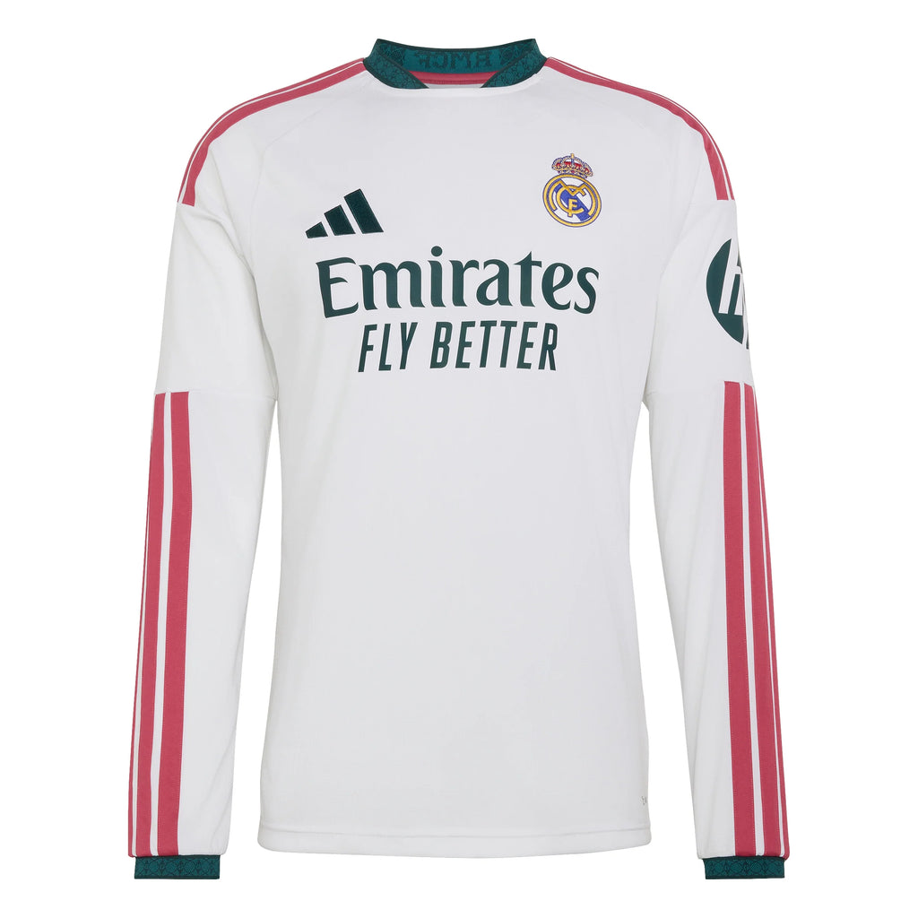 adidas Real Madrid Home Long Sleeve Mens Soccer Jersey 26 27 White