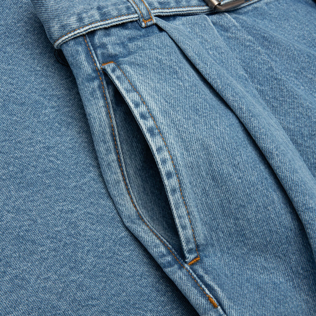 Preaches Short Washed Denim MW Pants Light Blue