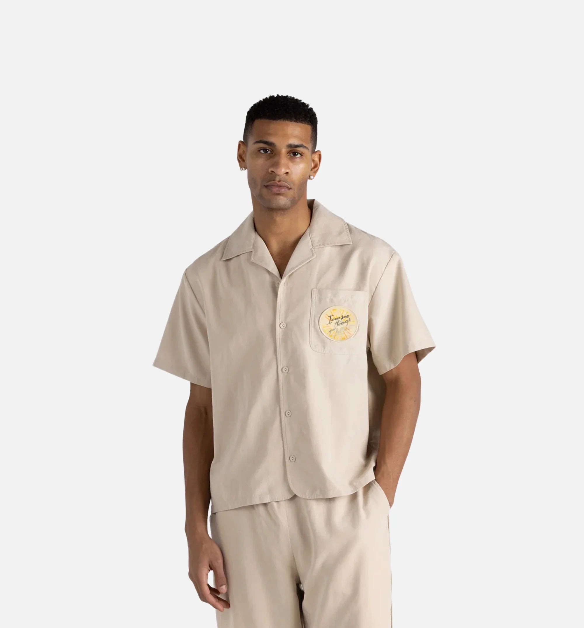 Brushed Camp Mens Short Sleeve Shirt Sand