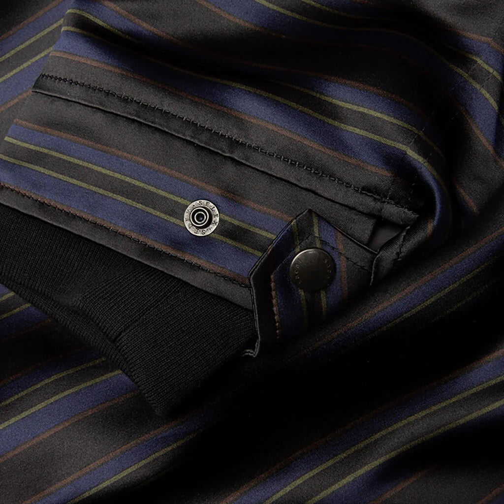 Horizontal Stripe Blouson Black Navy