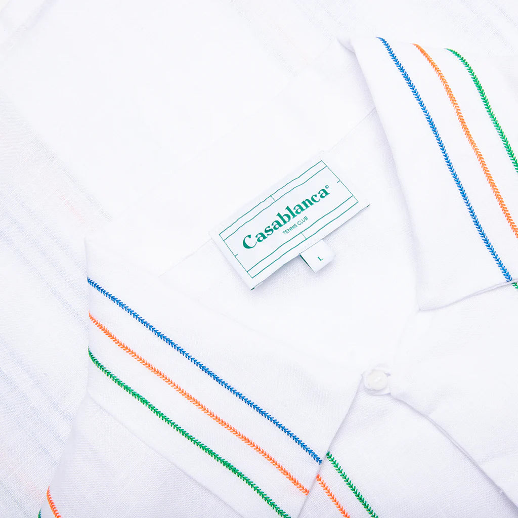 Chainstitch Embroidered Graphic Linen Shirt Le Fil De La Musique