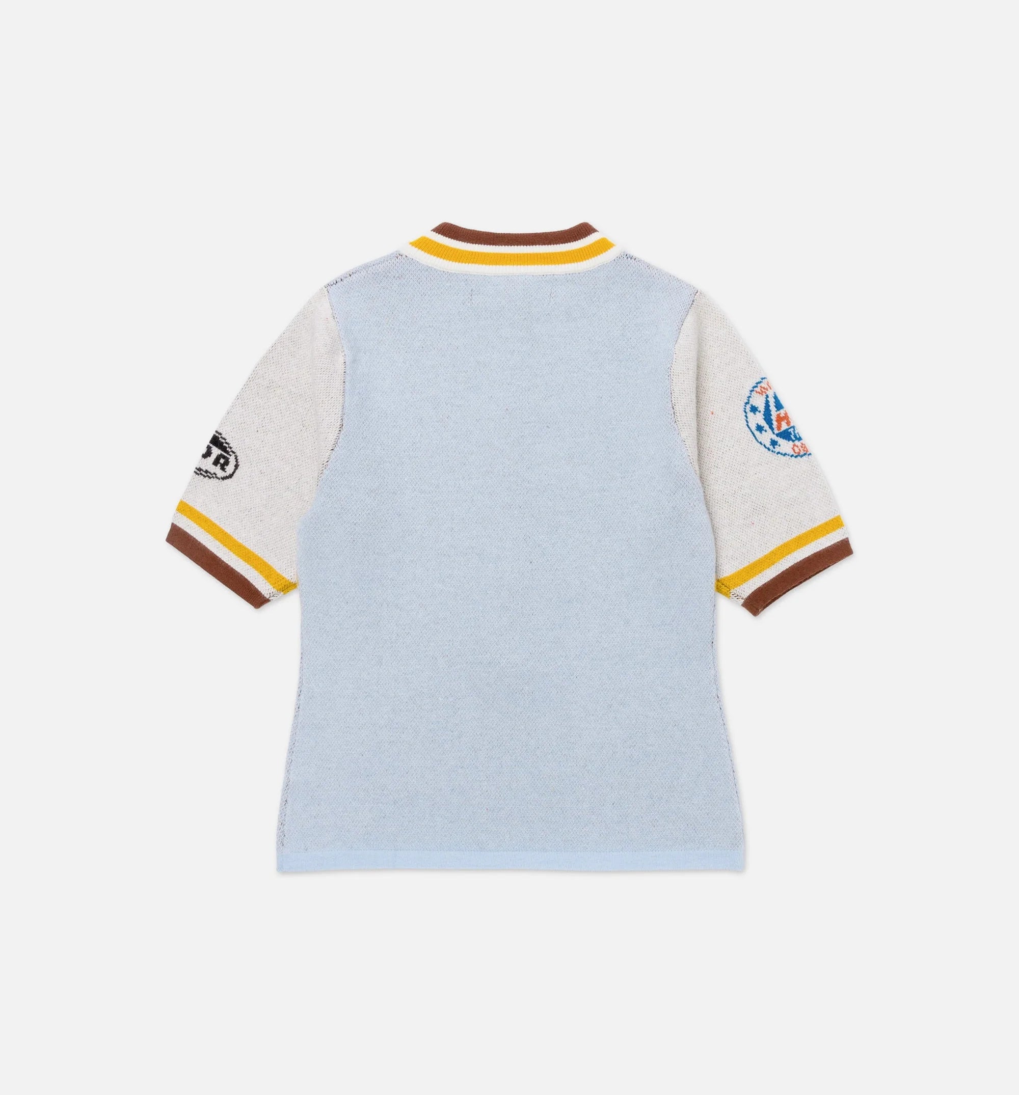 Racing Mock Neck Womens Short Sleeve Shirt Blue