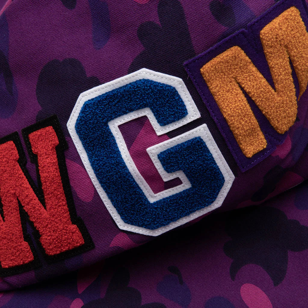 Color Camo Shark Full Zip Hoodie Purple