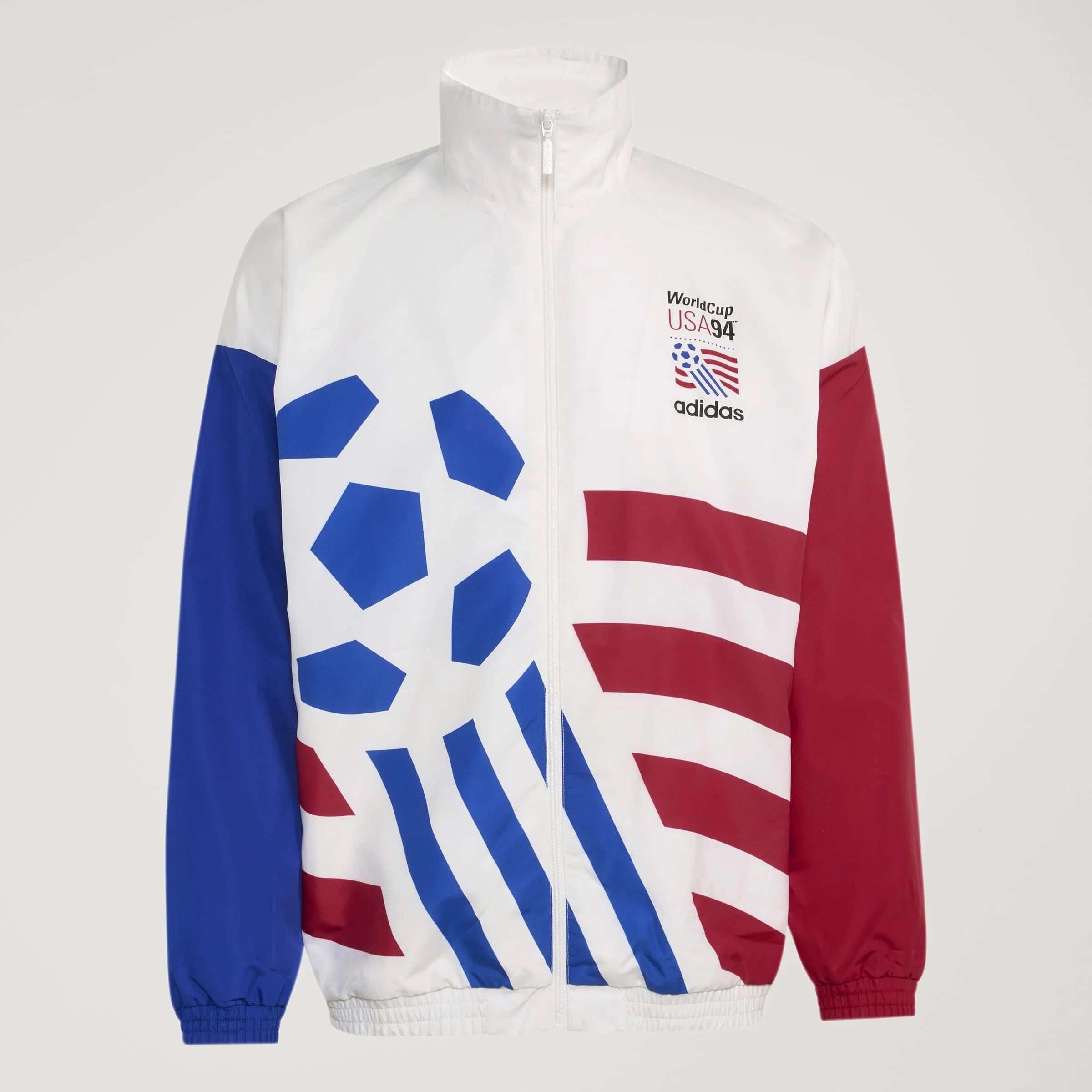 adidas Graphic Woven Mens Soccer Track Top White Blue Red