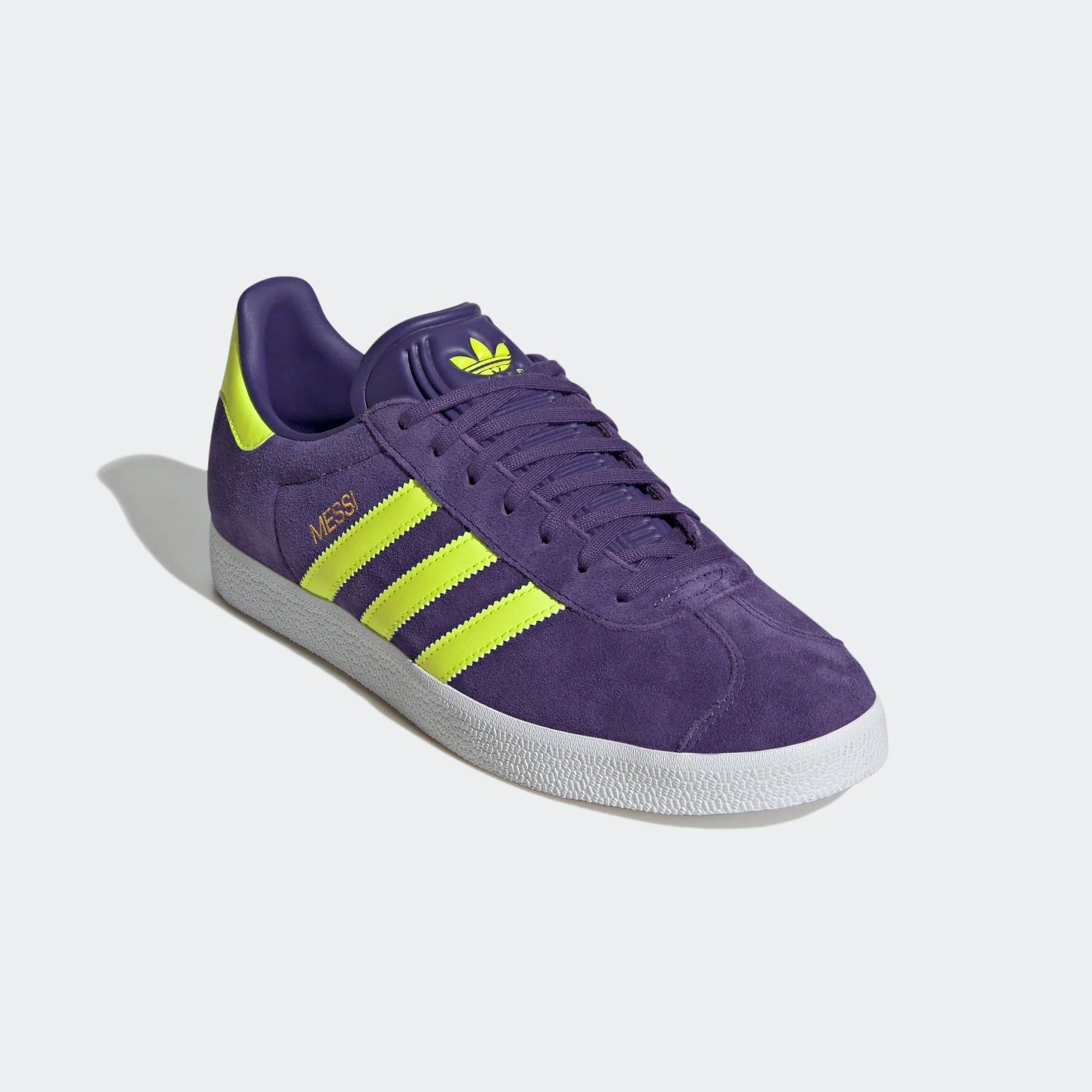 adidas Gazelle Messi Shoes Purple Lucid Lemon White