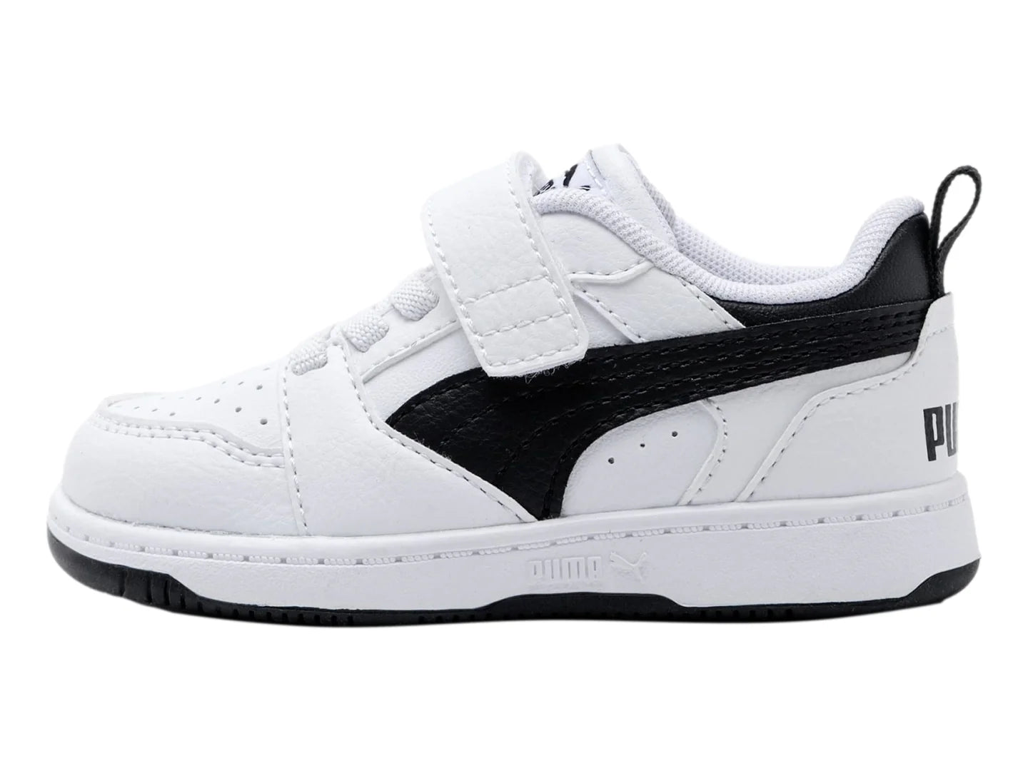 Tenis PUMA Rebound V6 Lo AC Blanco y Negro para Niño