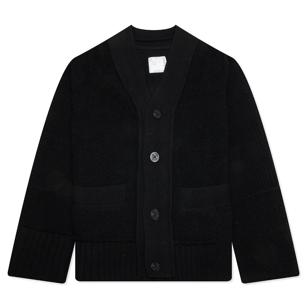 Wool Knit Cardigan Black