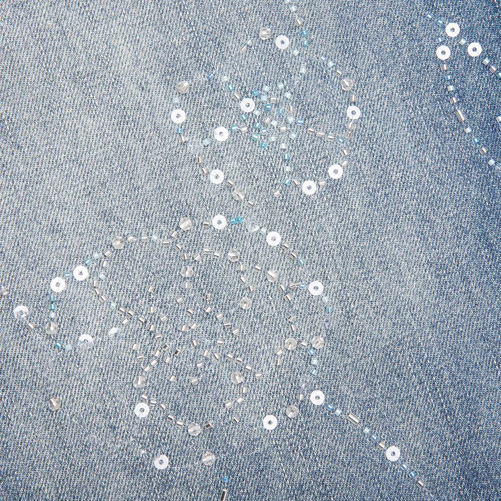 Beaded Wide Jeans Dark Wash
