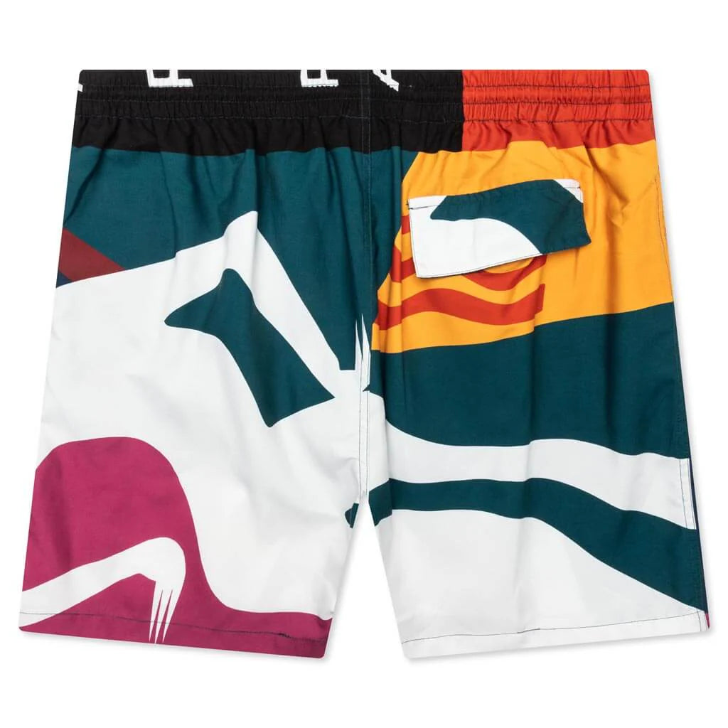 Beached in White Swim Shorts Multi