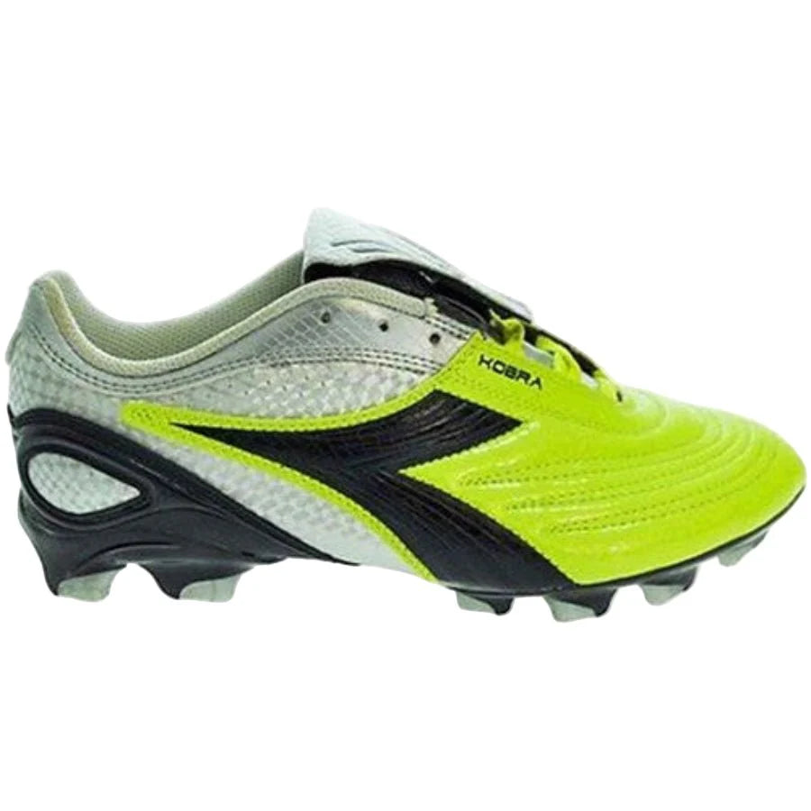 Diadora Kobra Plus K BX 14 FG Firm Ground Soccer Cleats Yellow Fluo Black Silver