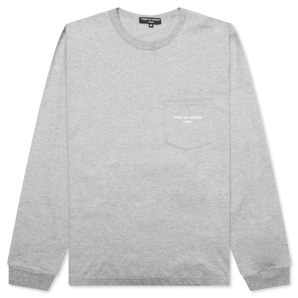 Pocket Logo L S T Shirt Top Grey
