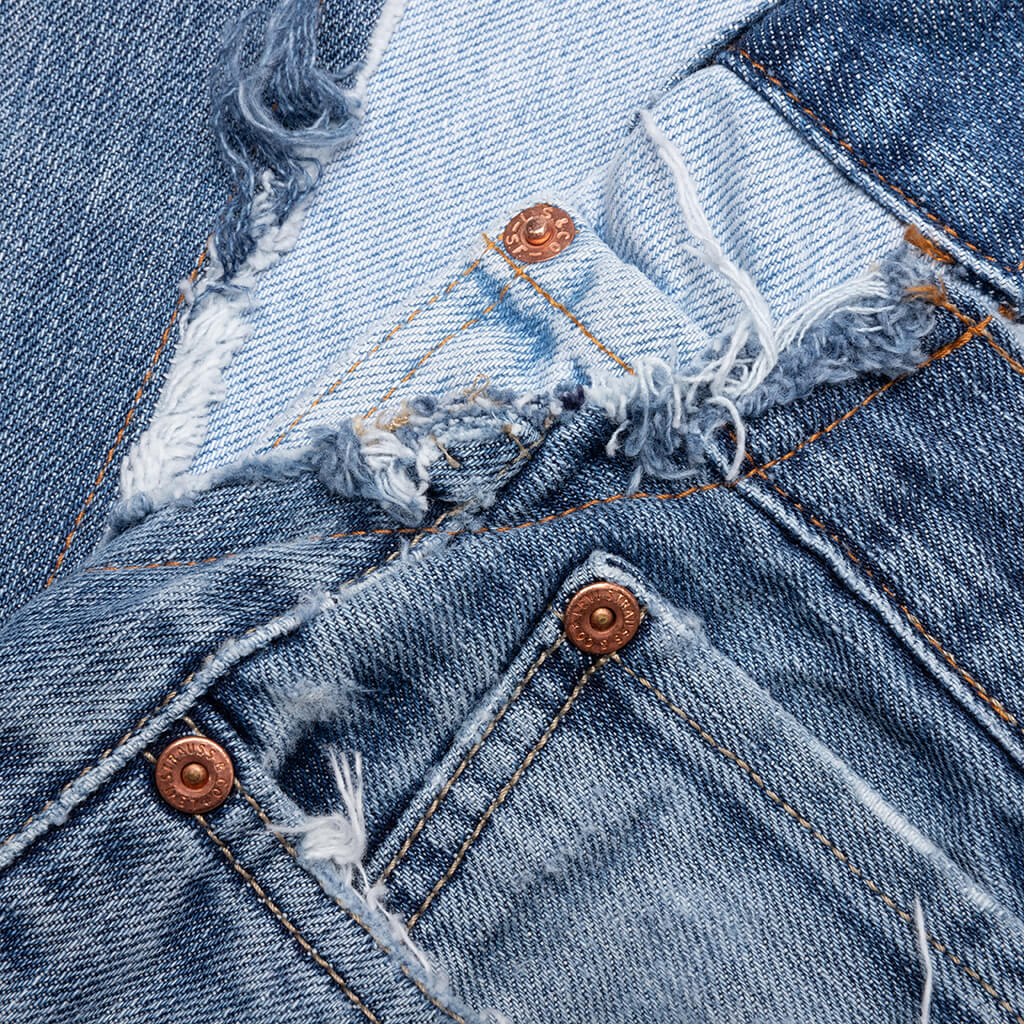 Reconstructed Denim Raw Pant Blue
