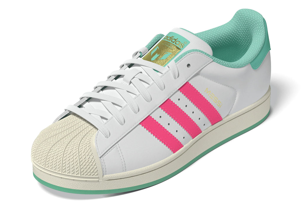 adidas Superstar Messi Mens Soccer Shoes White Pink Aqua