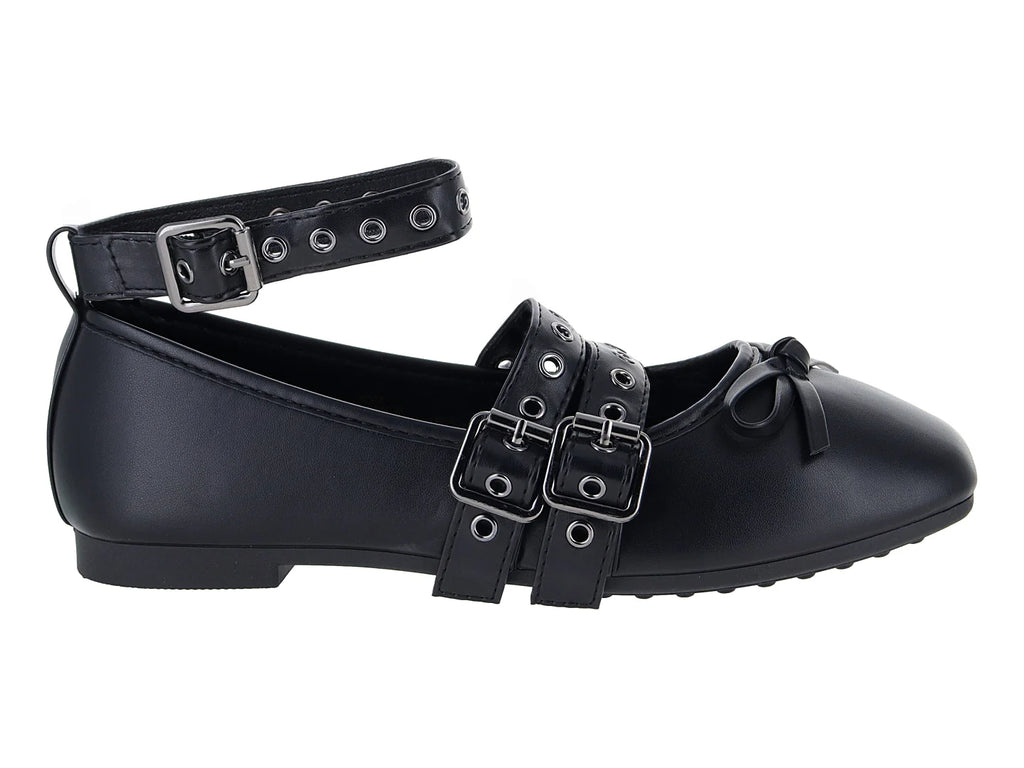 Zapatos Planos Mary Jane Roze Negro para Mujer