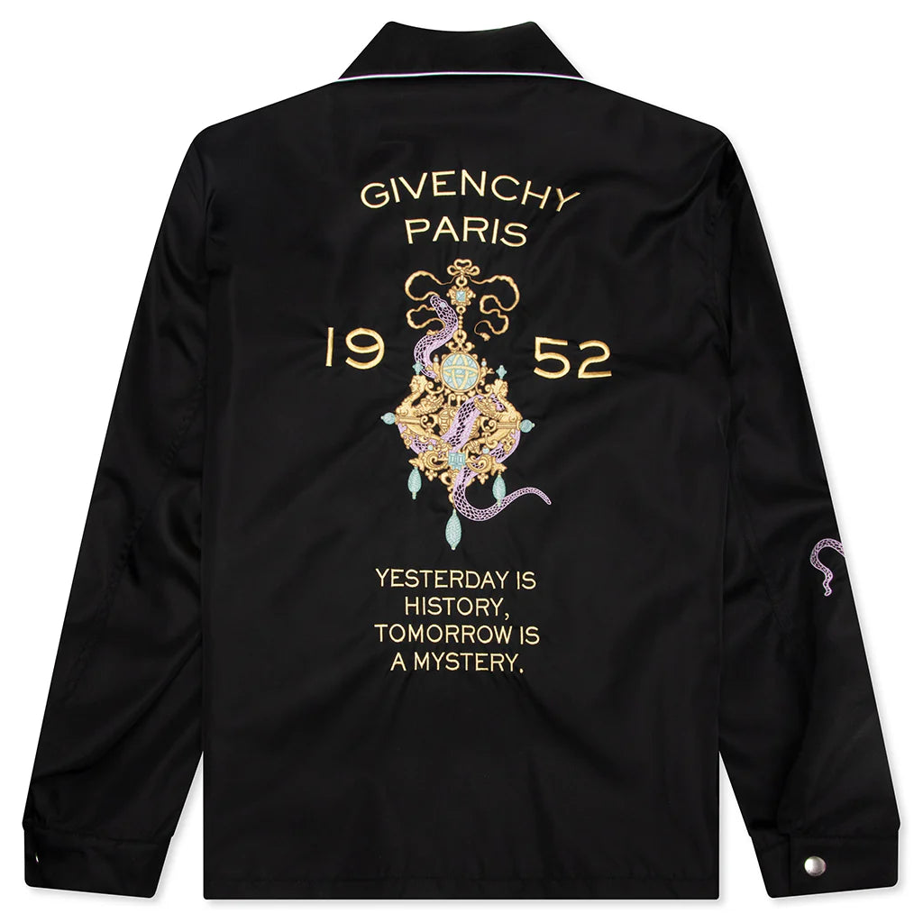 Zipped Jacket with Chandelier and Snake Embroideries Black